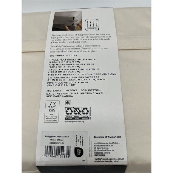 Hotel Style Full Egyptian Cotton Sheet Set Damask 600 Thread Count Sateen Weave - Picture 3 of 3